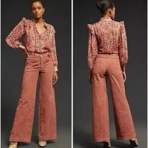 Anthropologie Terracotta Wide Leg Pants